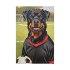 Rottweiler Oil Painting Soccer Portrait Canvas Wall Art Decor | Rottie Dog Lover Gift | Premium Pet Portrait Print
