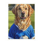 Golden Retriever Oil Painting Soccer Portrait Canvas Wall Art - Dog Lover Gift, Pet Decor for Home, Premium Stretched Canvas Print