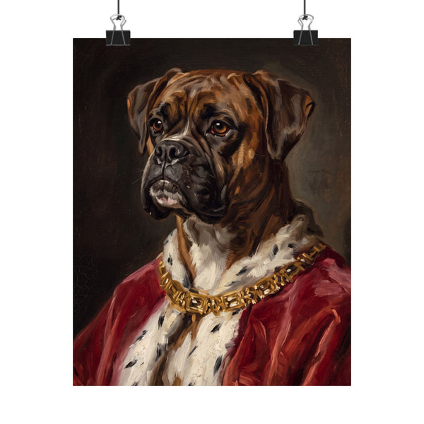 Boxer Kings & Queens Royal Portrait Matte Poster, Regal Dog Art Print, Boxer Lover Gift, Wall Art