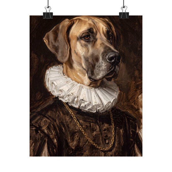 Great Dane Renaissance Royal Portrait Matte Poster, Regal Dog Art Print, Great Dane Lover Gift, Wall Art