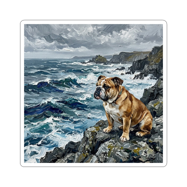 Acrylic Gallery Print English Bulldog - Coastal Cliffside | Kiss-Cut Stickers