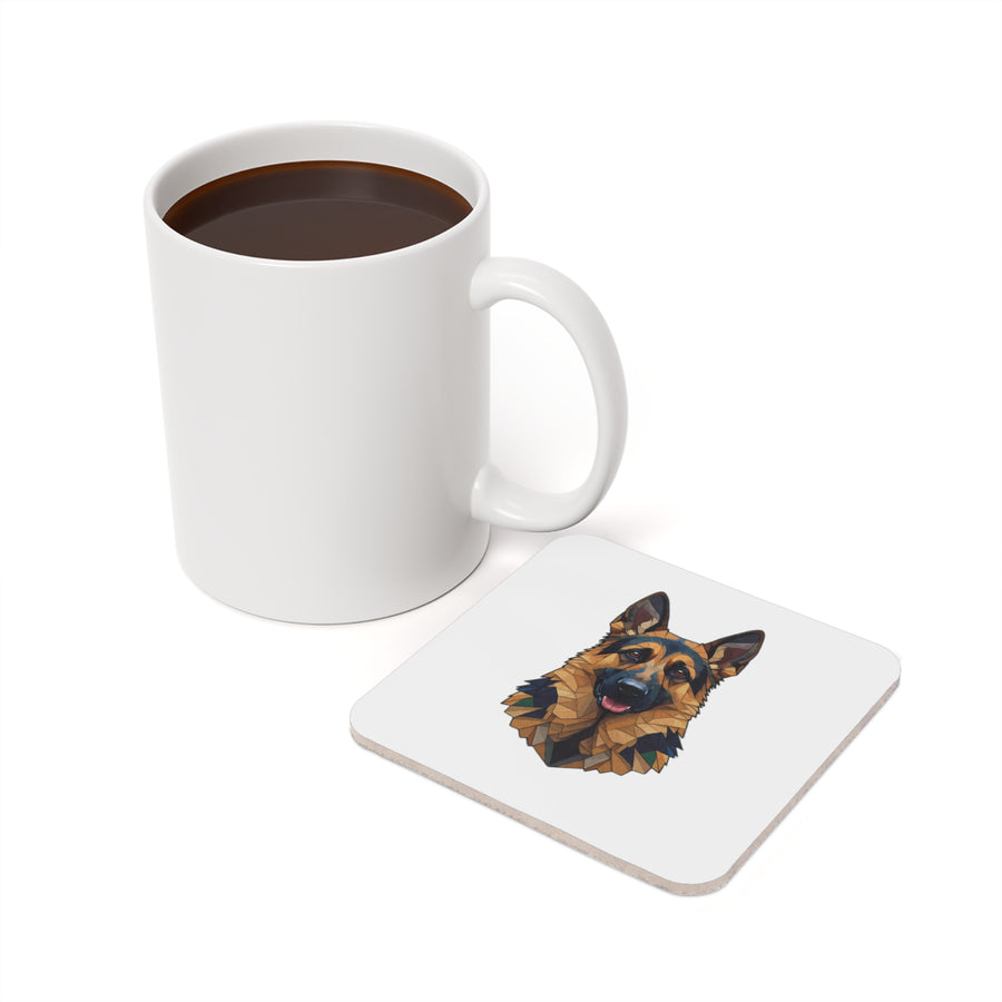 German Shepherd Low Poly Cool Jewel Cork Back Coaster | Dog Lover Gift