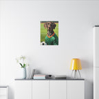 German Shorthaired Pointer Oil Painting Soccer Portrait Wall Art, GSP Dog Lover Gift, Canine Decor, Fetching Football Fan Canvas