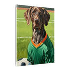 German Shorthaired Pointer Oil Painting Soccer Portrait Wall Art, GSP Dog Lover Gift, Canine Decor, Fetching Football Fan Canvas