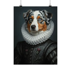 Australian Shepherd Renaissance Royal Portrait Matte Poster, Regal Dog Art Print, Australian Shepherd Lover Gift, Wall Art