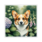 Corgi Watercolor Garden Peek Kiss-Cut Stickers | Premium Dog Prints | Tritan