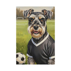Miniature Schnauzer Soccer Portrait Oil Painting Canvas Wall Art, Schnauzer Dog Lover Gift, Pet Decor, Sports Fan Home Decor