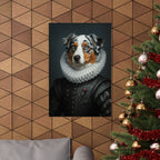Australian Shepherd Renaissance Royal Portrait Matte Poster, Regal Dog Art Print, Australian Shepherd Lover Gift, Wall Art