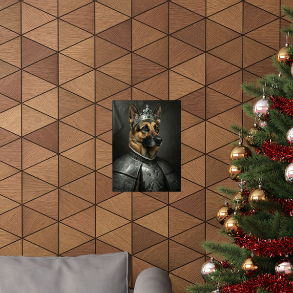 German Shepherd Kings & Queens Royal Portrait Matte Poster, Regal Dog Art Print, German Shepherd Lover Gift, Wall Art — Lifestyle View
