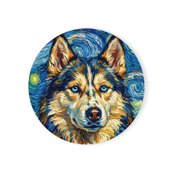 Siberian Husky Coaster Post-Impressionist Oil Painting | Dog Art Gift | Husky Decor for Dog Lovers