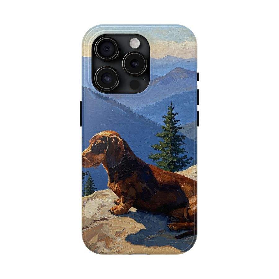 Acrylic Dachshund - Mountain Overlook | Tough Phone Case