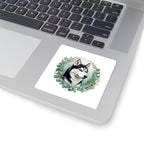Siberian Husky Watercolor Botanical Wreath Kiss-Cut Stickers | Premium Dog Prints | Tritan — view 5 of 12