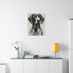 German Shorthaired Pointer Charcoal Portrait Canvas Print | GSP Dog Wall Art Gift