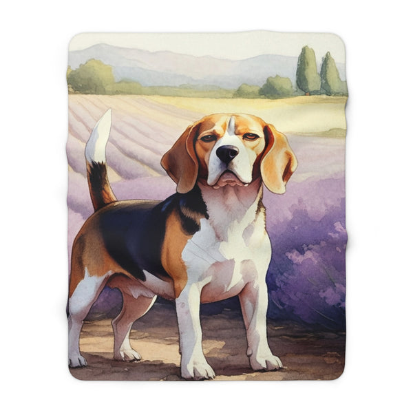 Beagle Watercolor Lavender Fields Throw Blanket | Premium Dog Prints | Tritan