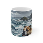 Acrylic Painting English Bulldog - Coastal Cliffside | Ceramic Mug 11oz