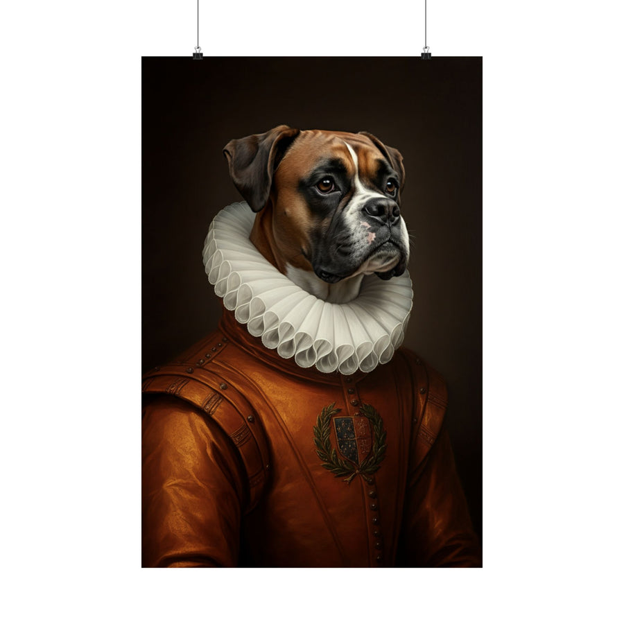 Boxer Renaissance Royal Portrait Matte Poster, Regal Dog Art Print, Boxer Lover Gift, Wall Art
