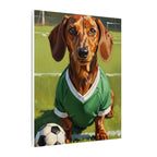 Dachshund Oil Painting Soccer Portrait Stretched Canvas Wall Art | Funny Dog Decor Gift | Pet Lover Home Art