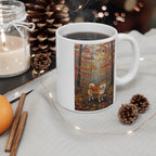 Shiba Inu Mug, Autumn Woods Acrylic Painting Dog Art Ceramic Coffee Cup, Pet Lover Gift, Home Decor