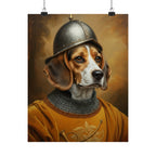 Beagle Medieval Knight Portrait Matte Poster, Regal Dog Art Print, Beagle Lover Gift, Wall Art