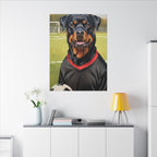 Rottweiler Oil Painting Soccer Portrait Canvas Wall Art Decor | Rottie Dog Lover Gift | Premium Pet Portrait Print