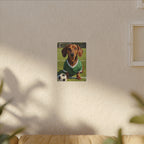 Dachshund Oil Painting Soccer Portrait Stretched Canvas Wall Art | Funny Dog Decor Gift | Pet Lover Home Art