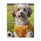 Havanese Oil Painting Soccer Portrait Stretched Canvas Wall Art | Havanese Dog Gift | Pet Owner Decor