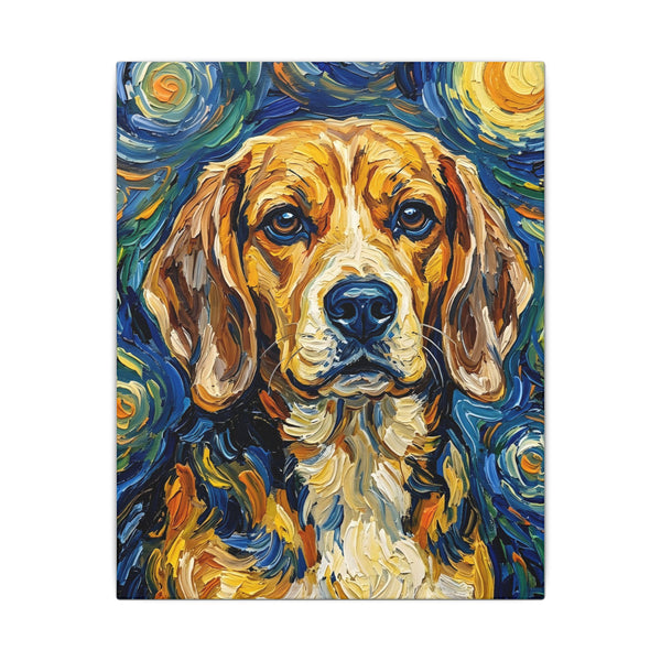 Beagle Post-Impressionist Oil Painting Canvas Print, Dog Wall Art Decor, Pet Lover Gift