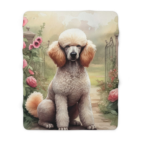 Poodle Watercolor Cottage Garden Throw Blanket | Premium Dog Prints | Tritan