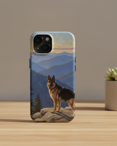 Acrylic German Shepherd - Mountain Overlook | Tough Phone Case