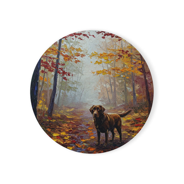 Acrylic Labrador Retriever - Autumn Woods | Cork Back Coaster