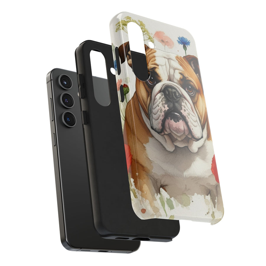 English Bulldog Watercolor Wildflower Field Phone Case | Premium Dog Prints | Tritan — detail view