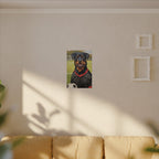Rottweiler Oil Painting Soccer Portrait Canvas Wall Art Decor | Rottie Dog Lover Gift | Premium Pet Portrait Print