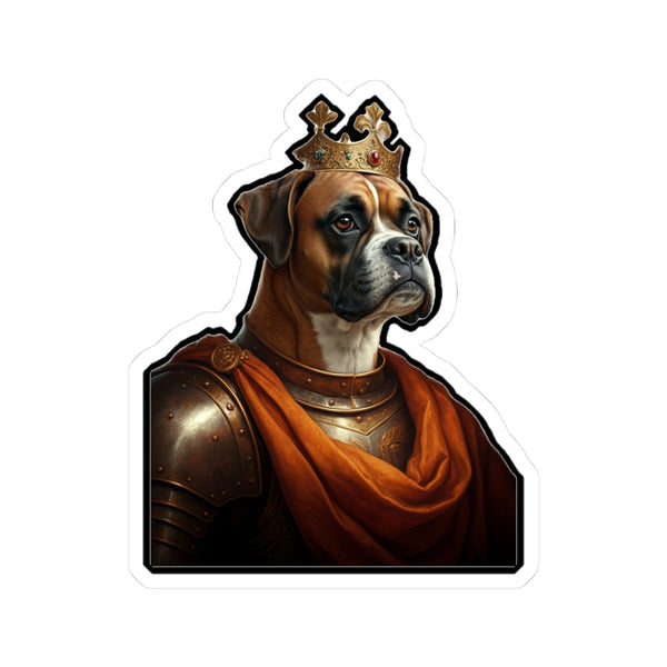 Boxer Kings & Queens Royal Portrait Sticker, Dog Portrait Vinyl Decal, Kiss-Cut Sticker, Boxer Lover Gift