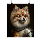 Pomeranian Medieval Knight Portrait Matte Poster, Regal Dog Art Print, Pomeranian Lover Gift, Wall Art