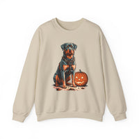 Rottweiler Halloween Hellhound Dog Crewneck Sweatshirt, Vintage Storybook Dog Art, Rottweiler Lover Gift - S / Sand
