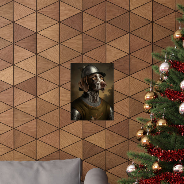 German Shorthaired Pointer Medieval Knight Portrait Matte Poster, Regal Dog Art Print, German Shorthaired Pointer Lover Gift, Wall Art — Lifestyle View