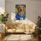 Golden Retriever Oil Painting Soccer Portrait Canvas Wall Art - Dog Lover Gift, Pet Decor for Home, Premium Stretched Canvas Print