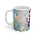 English Bulldog Watercolor Ceramic Coffee Mug 11oz, Soft Dog Painting, English Bulldog Lover Gift