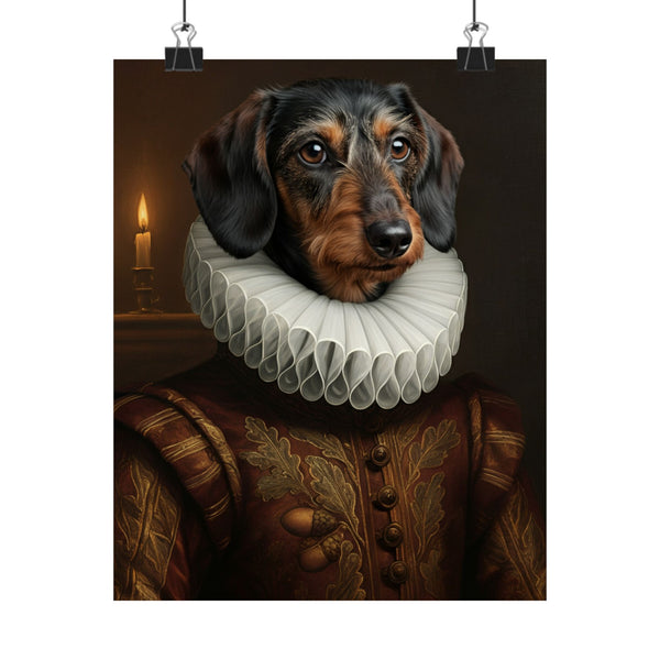 Dachshund Renaissance Royal Portrait Matte Poster, Regal Dog Art Print, Dachshund Lover Gift, Wall Art