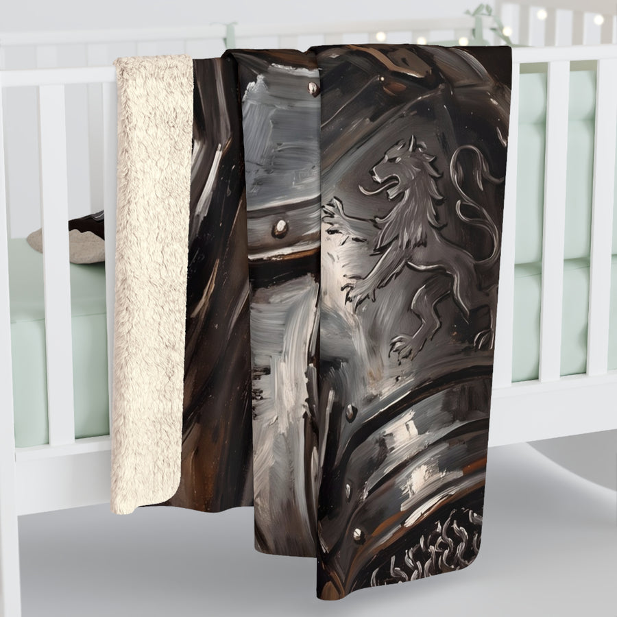Australian Shepherd Medieval Knight Portrait Regal Throw Blanket | Premium Dog Art | Tritan