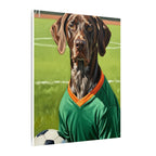 German Shorthaired Pointer Oil Painting Soccer Portrait Wall Art, GSP Dog Lover Gift, Canine Decor, Fetching Football Fan Canvas
