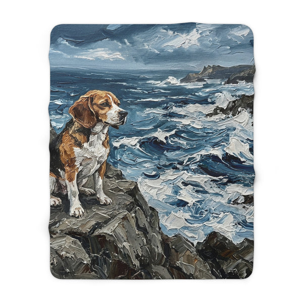 Beagle Acrylic Gallery Print Coastal Cliffside Throw Blanket | Premium Dog Prints | Tritan