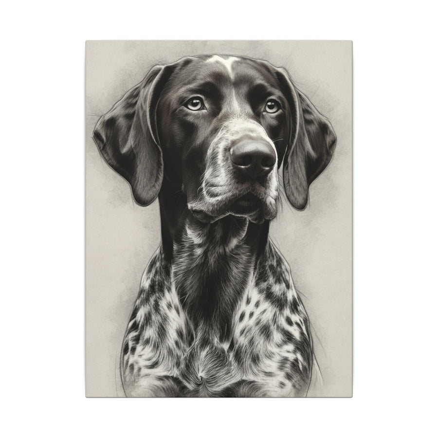 German Shorthaired Pointer Charcoal Portrait Canvas Print | GSP Dog Wall Art Gift