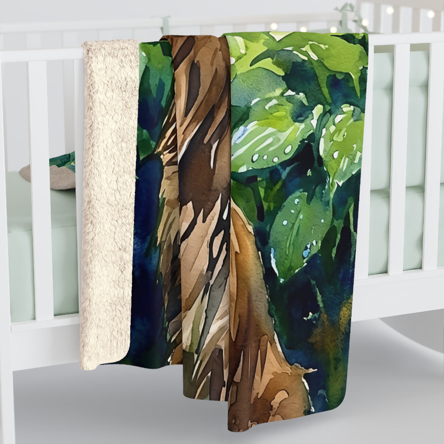 Golden Retriever Watercolor Rain Garden Throw Blanket | Premium Dog Art | Tritan