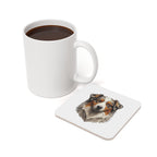 Australian Shepherd Low Poly Monochrome Gold Cork Back Coaster | Dog Lover Gift