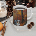 Acrylic Australian Shepherd - Autumn Woods | Ceramic Mug 11oz