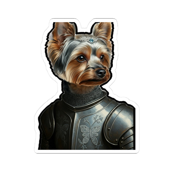 Yorkshire Terrier Medieval Knight Portrait Sticker, Dog Portrait Vinyl Decal, Kiss-Cut Sticker, Yorkshire Terrier Lover Gift
