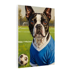 Boston Terrier Oil Painting Soccer Portrait Canvas Wall Art - Dog Lover Gift, Pet Decor, Sports Fan Home Art