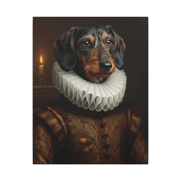Dachshund Renaissance Royal Portrait Canvas Wall Art, Regal Dog Painting, Dachshund Lover Gift, Stretched Canvas