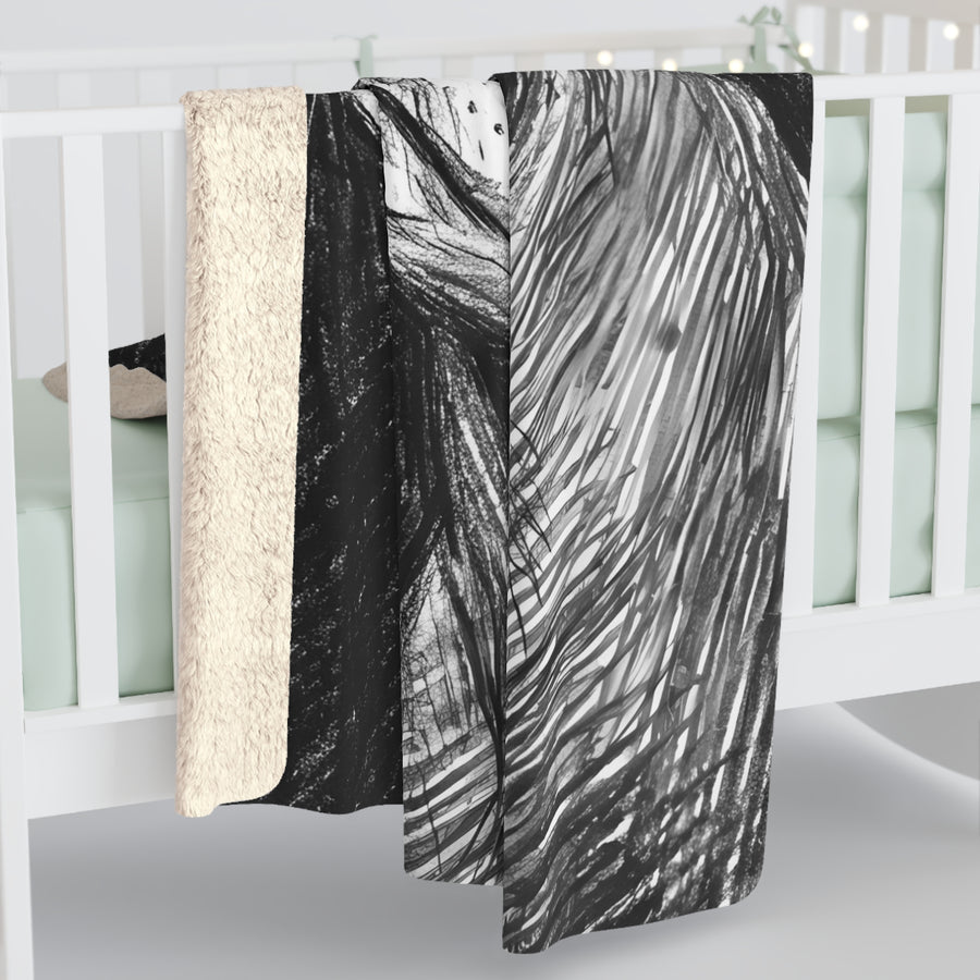 Boston Terrier Charcoal Portrait Sherpa Fleece Blanket | Dog Lover Gift